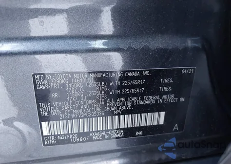 2021 Toyota Rav4 Le from USA, damaged, VIN 2T3F1RFV2MC205336